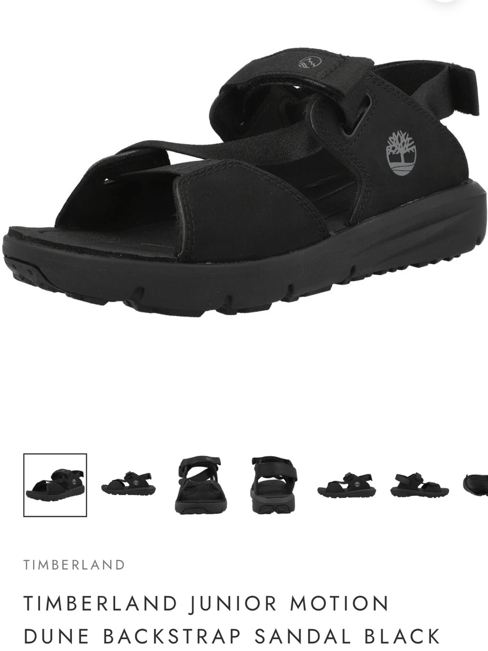 Timberland Black Junior Open-Toe Sport Sandal
